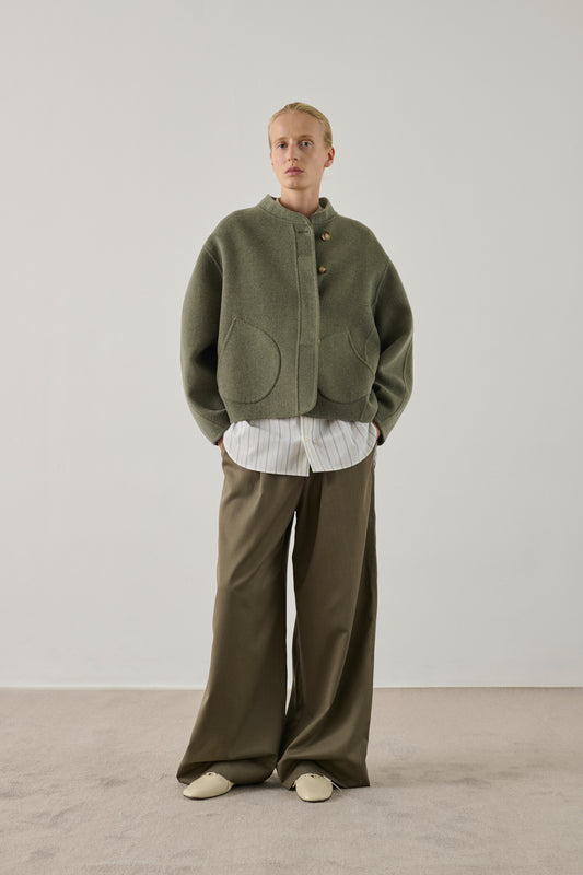 Manteau Windsor - Gris/Vert - Double face - Femme