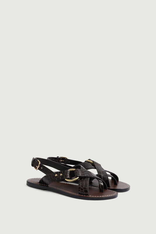 Sandales Florence - Marron Foncé - Cuir - Femme