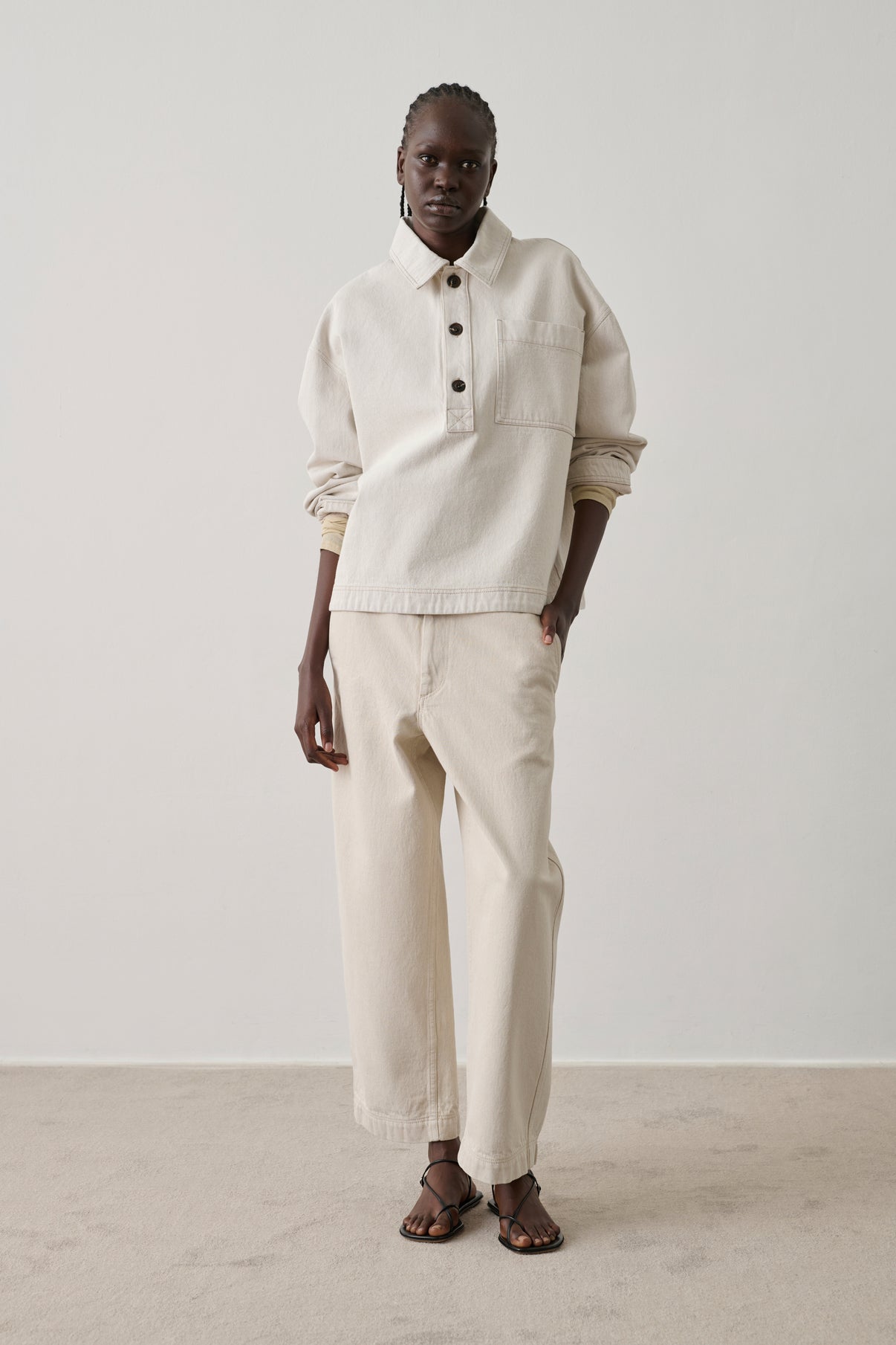 Pantalon Clovis - Blanc Grès - Coton - Femme vue 1