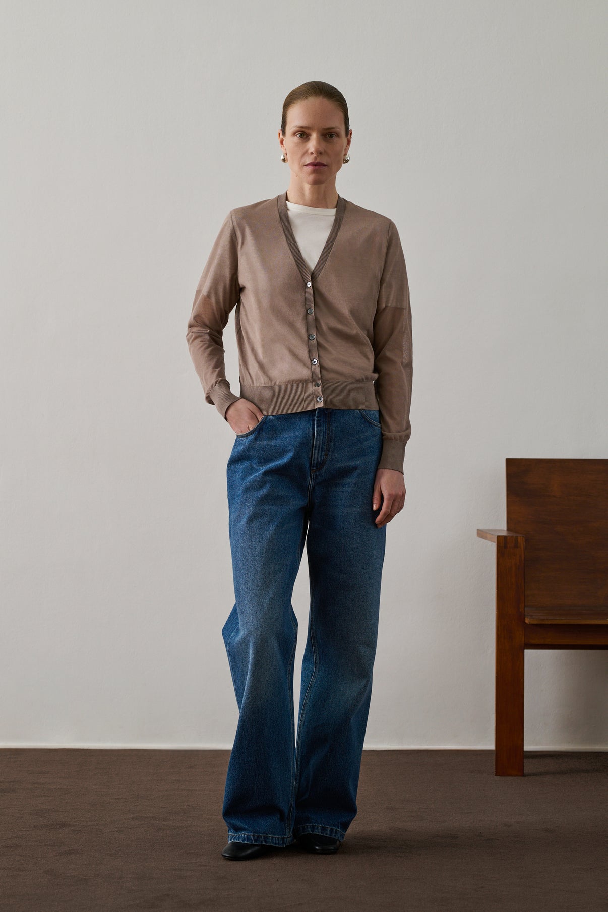 Cardigan Etretat - Taupe - Coton - Femme vue 1